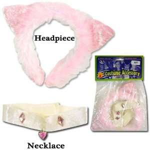  Barbie Pink Cat Headpiece with Necklace Halloween Costume 