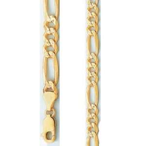 14k Yellow Gold Diamond Cut Figaro Chain Solid Necklace Pave Link 4mm 