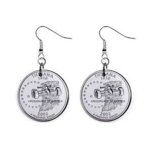 Indiana State Quarter Dangle Earrings Jewelry 1 inch Buttons 12302544