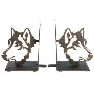  Wolf Night Watch Metal Bookends