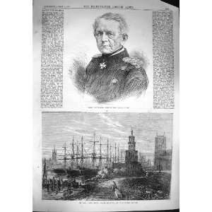  1870 Baron Moltke Prussian Bremen Harbour Lloyd Ships 