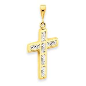  14k & Rhodium Greek  Key Cross Pendant Jewelry