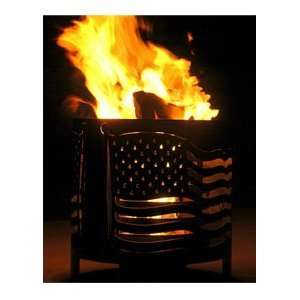   Fire Pit   Portable, Round, & Steel   American Flag Design: Patio