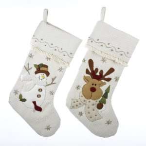  Pack of 6 Cream Colored Reindeer and Snowman Christmas 