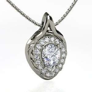  Calla Pendant, Pear Diamond 14K White Gold Necklace 