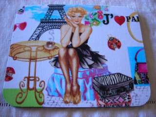French Chic Glam Girl Eiffel Tower Paris Mouse Pad  