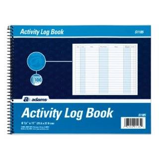 Adams Activity Log Book, Spiral Bound, 8.5 x 11 Inches, 50 Pages 