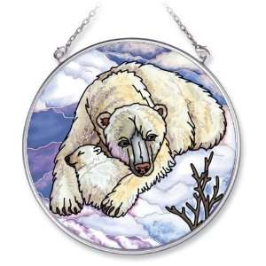   Glass Polar Bear Mom and Cub Suncatcher, 4 1/2 Inch