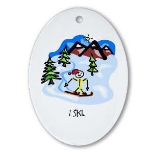   ski Ceramic Ornament Sports Oval Ornament by CafePress: Home & Kitchen