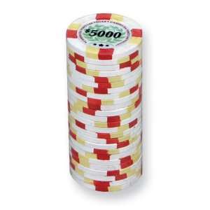 White Roll of 25 Casino Da Vinci All Clay Vegas Quality Chips w/$5,000 