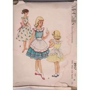  Vintage Girls Dress And Apron McCalls Printed Pattern 