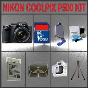  Nikon Coolpix P500 Digital Camera (Black) + Huge 