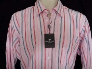   front button mens shirt pink with a pink blue and red stripe pattern