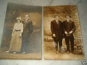EARLY 1900S PHOTO POSTCARDS BUSINESS MEN STRAW HATS  