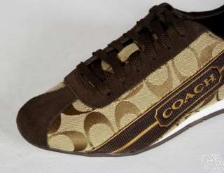 COACH Hilary 12CM Signature C Metallic Khaki/Bronze Sneakers Womens 