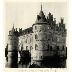  1922 Print Chateau Nyborg Funen Emil Opffer Denmark 