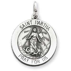  Sterling Silver Antiqued Saint Martha Medal Jewelry