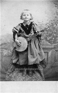 Photo pre 1920 Child Playing Banjo New England  