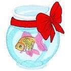 Christmas Goldfish Bowl Red Bow Epic Fish Iron on Patch