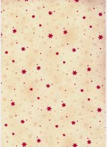 MAGIC MOMENT XMAS RED STARS TAN~ Cotton Quilt Fabric  