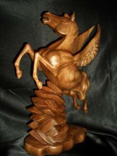 17 Mythic Pegasus Winged Flying Horse Wood Statue ART  