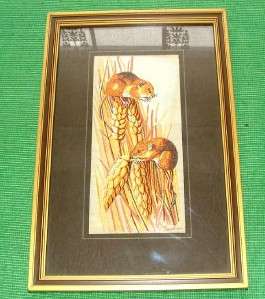 Vintage Cash Stevengraph Woven Harvest Mouse Picture  