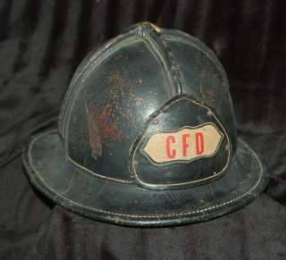 Antique Leather Cairns War Baby Firemans Fire Helmet CFD  