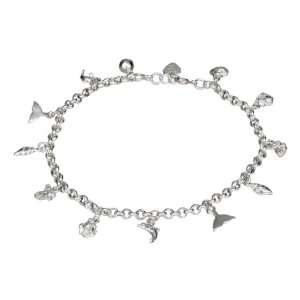    Sterling Silver 10 inch Sea Creature and Shell Anklet.: Jewelry