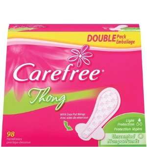  Carefree Thong Pantiliners Unscented 98 ct (Pack of 4 