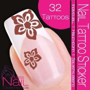  Nail Tattoo Sticker Blossom / Flower   brown: Beauty