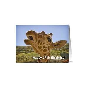  Happy 17th Birthday   talking giraffe Card: Toys & Games