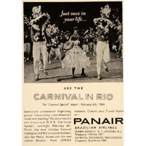  1963 Ad Panair Airlines Carnival Rio de Janeiro Brazil 
