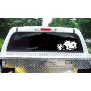SNOOPY WAVING FROM TRUCK White 7 Vinyl STICKER / DECAL (Peanuts,Comic 