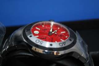 Mens Movado 800 Series Red Swiss Chronograph 2600022 Stainless Steel 