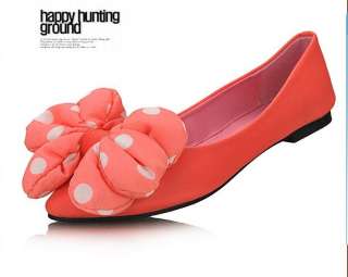   Blue Red Bowknot Dots Women Ballet Flats Shoes US Size 5 9 X302  