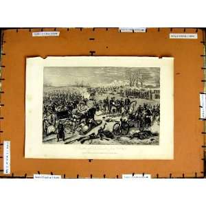  1871 Scene Battle St. Quentin War Horses Soldiers