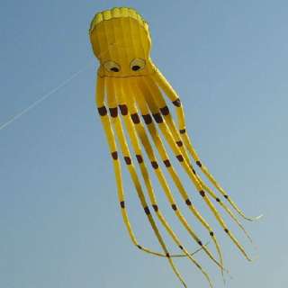 8M Huge 3D Parafoil Octopus Sport kite Yellow free line K041  