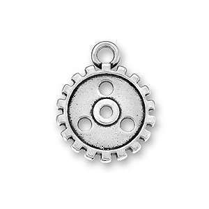   Silver Charm Pendant Gear Mechanical Engine Steampunk Jewelry