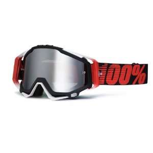  100% RACECRAFT MIRROR SOLID MX OFFROAD GOGGLES BLACK/RED 