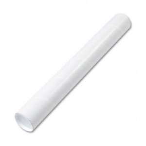  Fiberboard Mailing Tube, Recessed End Plugs, 24 x 3, White 
