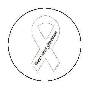 Quantity 25) BONE CANCER AWARENESS White Ribbon Pinback Buttons 1.25 
