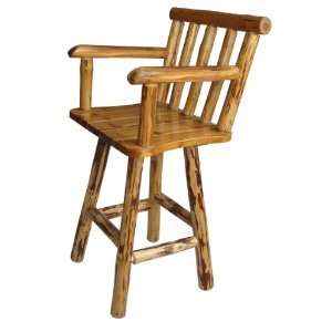  Rush Creek Log Cabin Style Fixed Pub Chair: Sports 