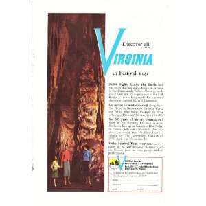  1957 Ad Virginia Spelunking Cave Vintage Travel Print Ad 