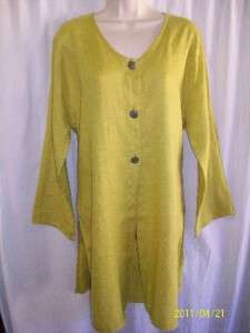 CATY LESCA PARIS long linen duster blouse tunic M/L  