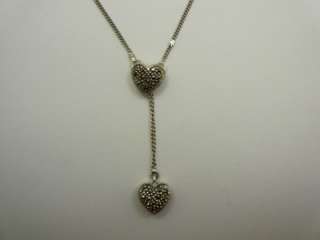 Sterling Silver Marcasite Heart Necklace & Earring SET  