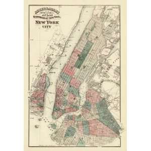  1869 Street Map of New York City & Brooklyn by Alvin J 