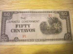 Japanese occupied invasion money 50 centavos  