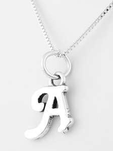 SILVER INITIAL LETTER A WITH BOX CHAIN NECKLACE 16  