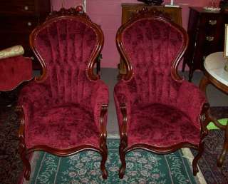 1800s VICTORIAN SOFA & 2 CHAIRS VICTORIAN PARLOR SET  