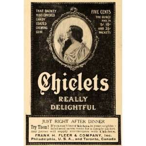 1909 Ad Chiclets After Dinner Mint Gum Frank H. Fleer Candy Fresh 